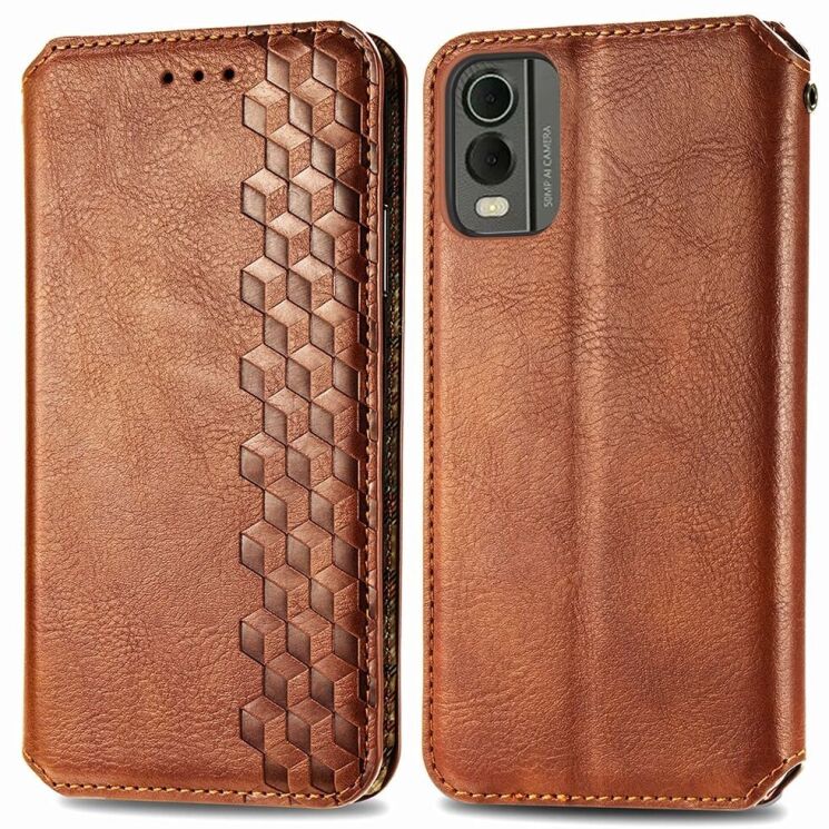 Чехол Deexe Rhombus Wallet для Nokia C32 - Brown: фото 1 из 7