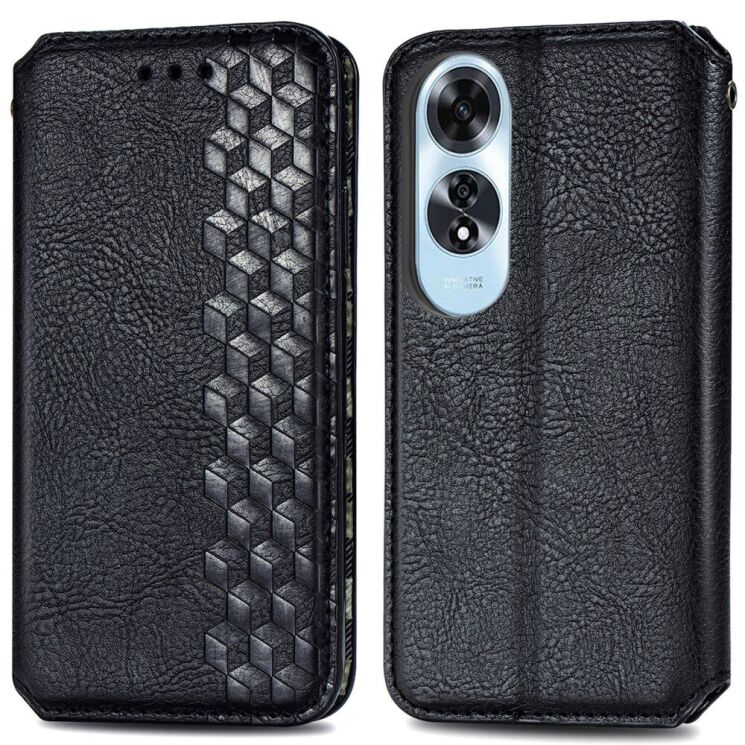 Чехол Deexe Rhombus Wallet для OPPO A60 - Black: фото 1 из 9