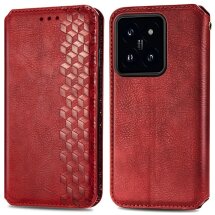 Чехол Deexe Rhombus Wallet для Xiaomi 14T - Red: фото 1 из 6