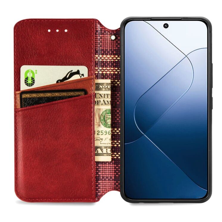 Чехол Deexe Rhombus Wallet для Xiaomi 14T - Red: фото 2 из 6