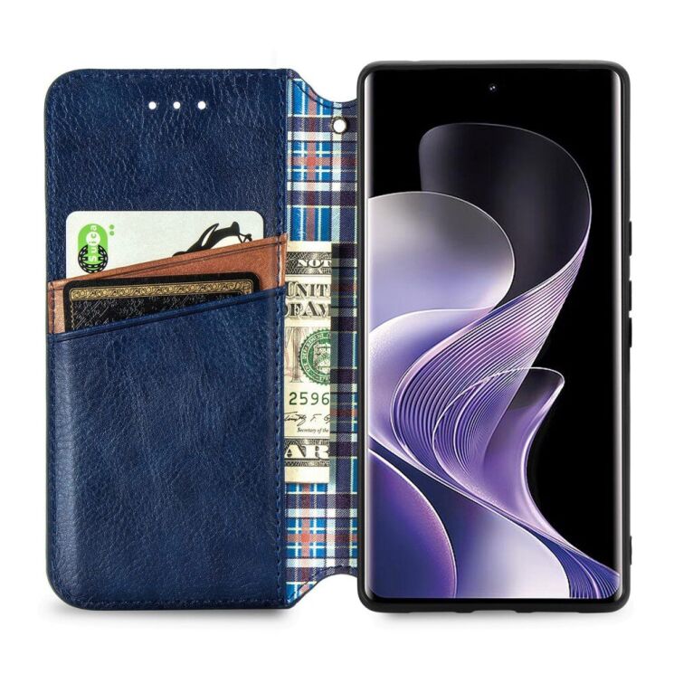 Чехол Deexe Rhombus Wallet для Xiaomi Redmi Note 14 Pro - Blue: фото 3 из 10