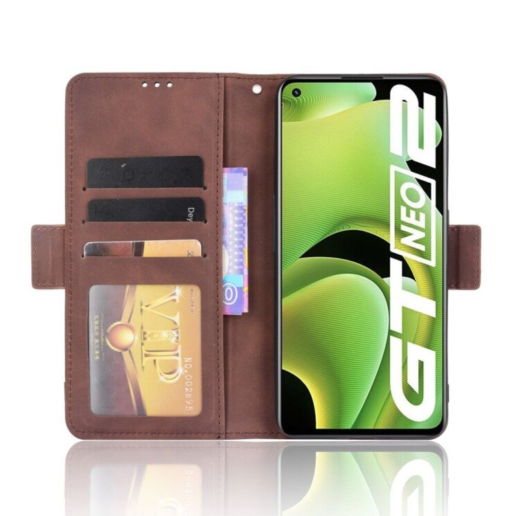 Чехол Deexe Wallet Stand для Realme GT Neo 2 / GT Neo 3T - Brown: фото 5 из 9