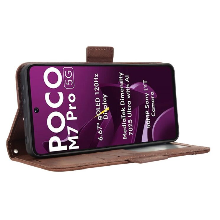 Чехол Deexe Wallet Stand для Xiaomi Poco M7 Pro - Brown: фото 4 из 7