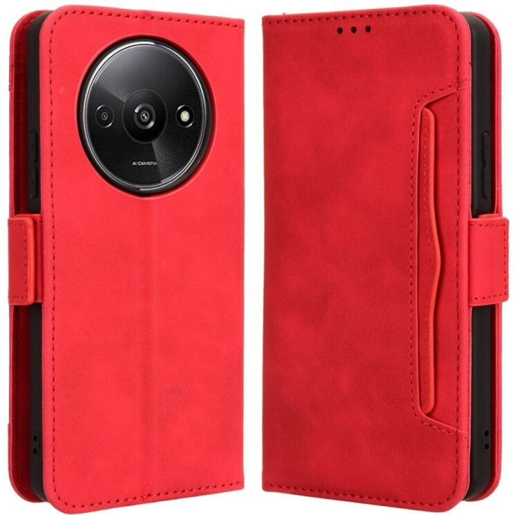 Чехол Deexe Wallet Stand для Xiaomi Redmi A3 - Red: фото 1 из 8