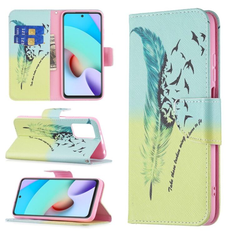Чехол-книжка Deexe Color Wallet для Xiaomi Redmi 10 / 10 (2022) / 10 Prime - Feather and Birds: фото 1 из 8