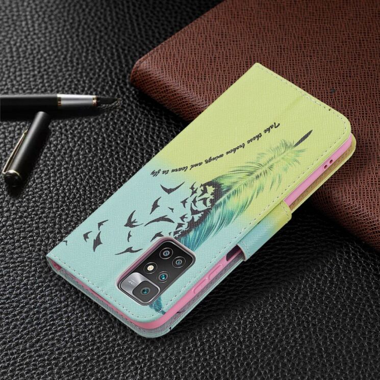 Чехол-книжка Deexe Color Wallet для Xiaomi Redmi 10 / 10 (2022) / 10 Prime - Feather and Birds: фото 6 из 8