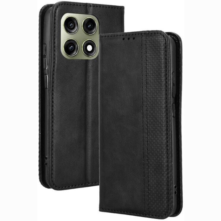 Чохол-книжка Deexe Retro Style для Motorola Edge 70 Pro - Black: фото 1 з 19