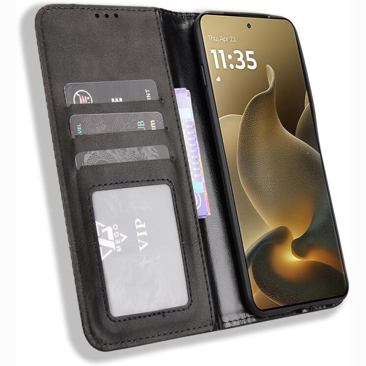Чохол-книжка Deexe Retro Style для Motorola Edge 70 Pro - Black: фото 6 з 19