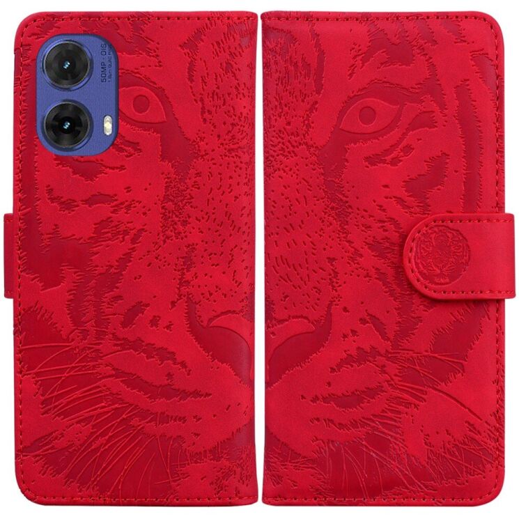 Чехол-книжка Deexe Tiger для Motorola Moto G85 - Red: фото 1 из 7