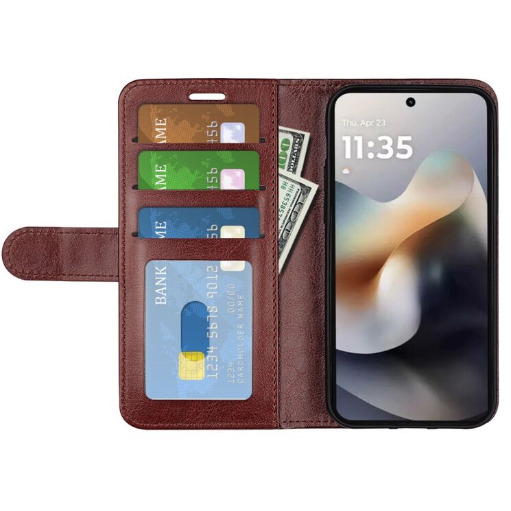 Чехол-книжка Deexe Wallet Style для Motorola Moto G56 - Brown: фото 4 из 8