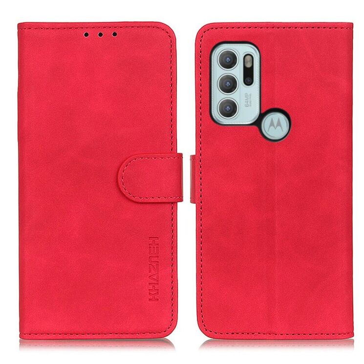 Чехол-книжка KHAZNEH Retro Wallet для Motorola Moto G60s - Red: фото 1 из 8