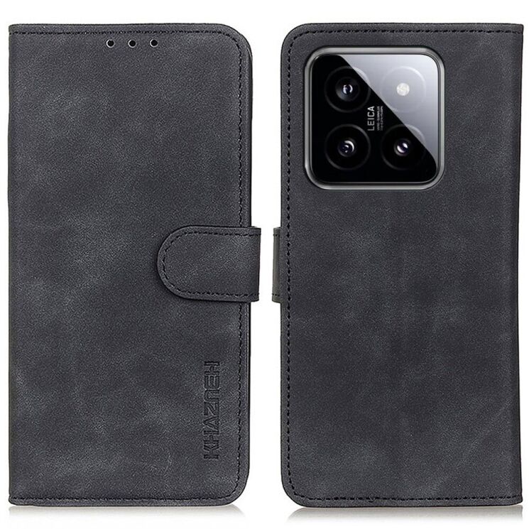 Чехол-книжка KHAZNEH Retro Wallet для Xiaomi 14 Pro - Black: фото 1 из 9