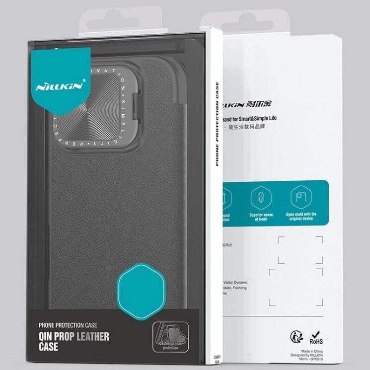 Чехол-книжка NILLKIN Qin Prop Plain Camshield для Apple iPhone 16 Pro - Black: фото 9 из 9