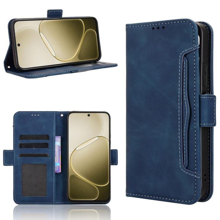 Чехол-книжка с карманами Deexe Wallet Stand для OPPO A6s / A6 - Blue: фото 7 из 15