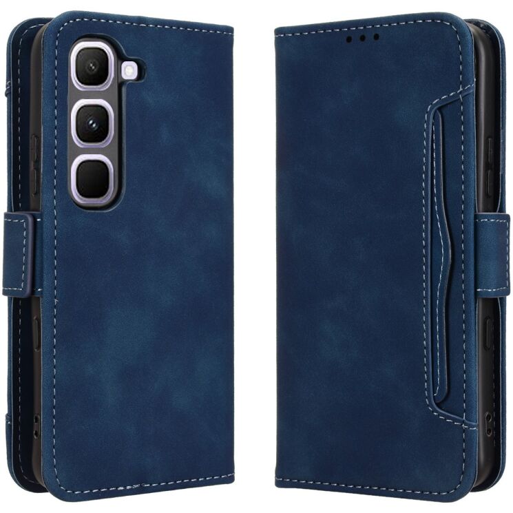Чохол-книжка з кишеньками Deexe Wallet Stand для Infinix Hot 70 Pro - Blue: фото 1 з 15
