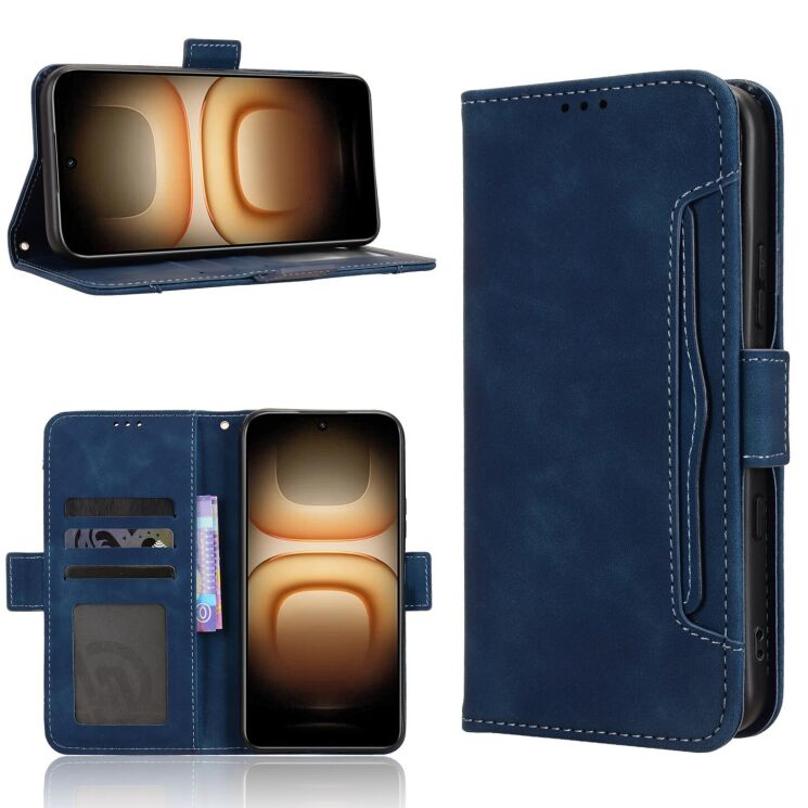 Чохол-книжка з кишеньками Deexe Wallet Stand для Infinix Hot 70 Pro - Blue: фото 8 з 15