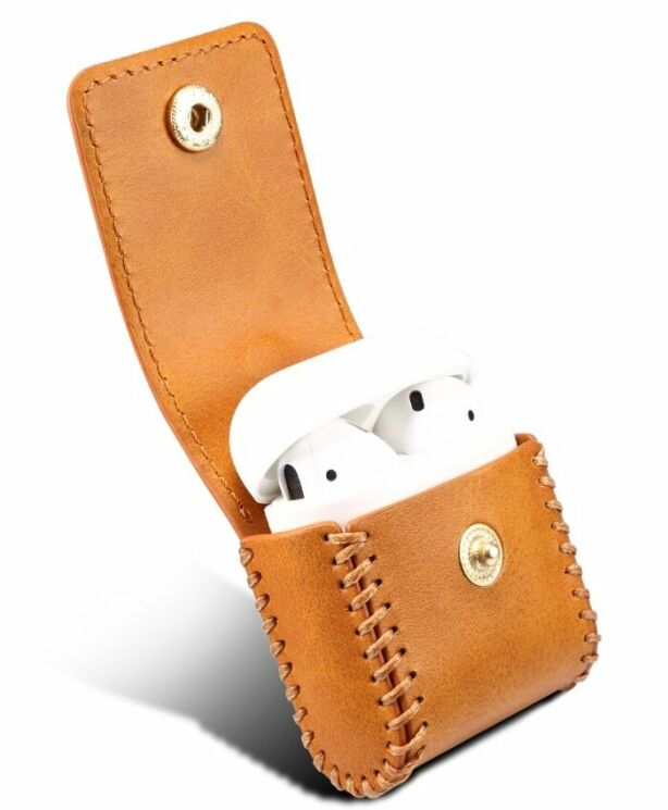 Чехол PEELCAS Leather Protective Case для Apple AirPods 1 / 2 / AirPods - Yellow: фото 3 из 8