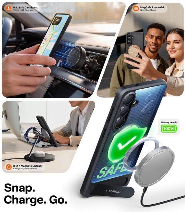 Чехол с подставкою TORRAS Ostand L1 (with MagSafe) для Samsung Galaxy S26 Plus - Black: фото 5 из 8