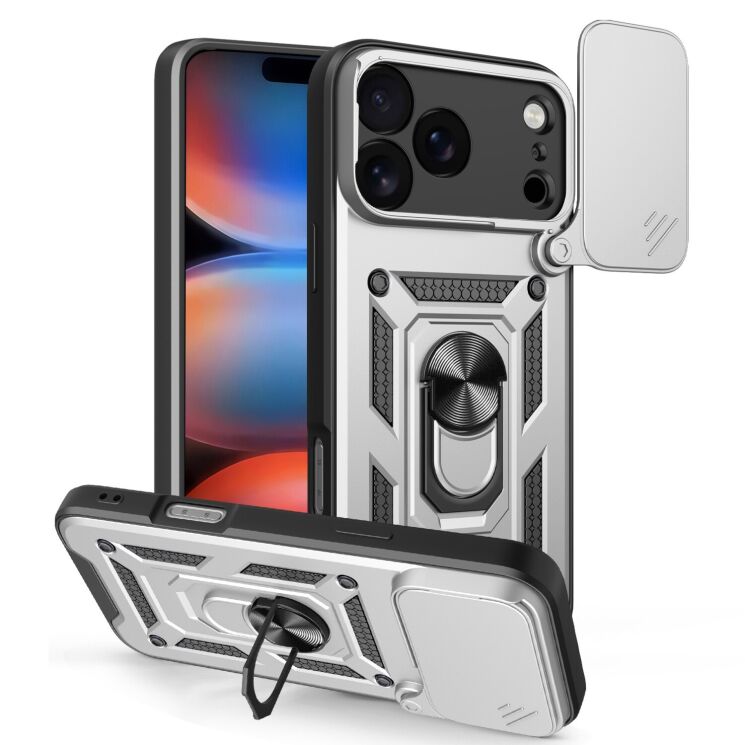 Чохол із захистом камери Deexe Armor Shield для iPhone 18 Pro Max / 17 Pro Max - Silver (423830S) Чохол із захистом камери Deexe Armor Shield для iPhone 18 Pro Max / 17 Pro Max - Silver: фото 1 з 9