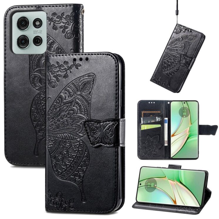 Чехол UniCase Butterfly Pattern для Motorola Moto G75 - Black: фото 4 из 10