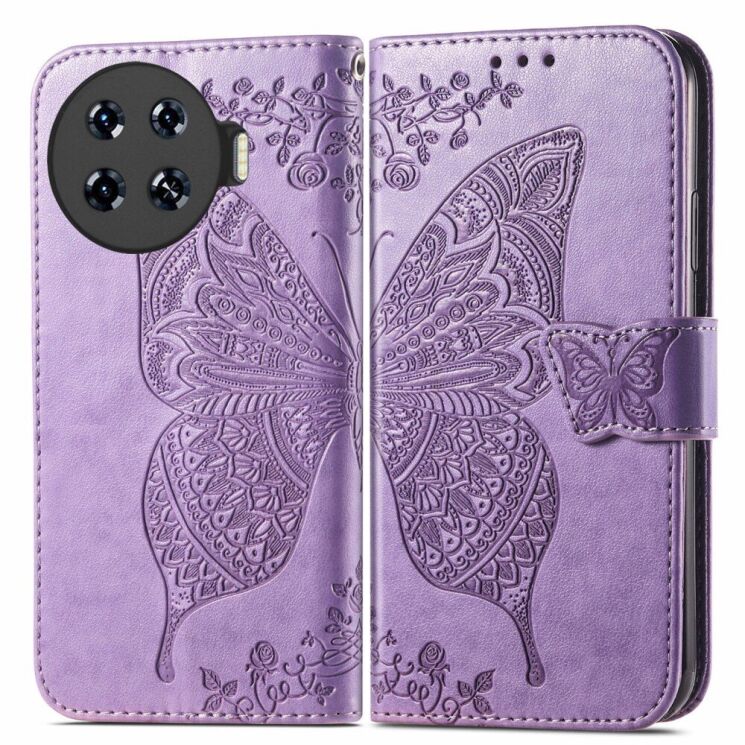 Чехол UniCase Butterfly Pattern для TECNO Spark 20 Pro+ - Light Purple: фото 1 из 8