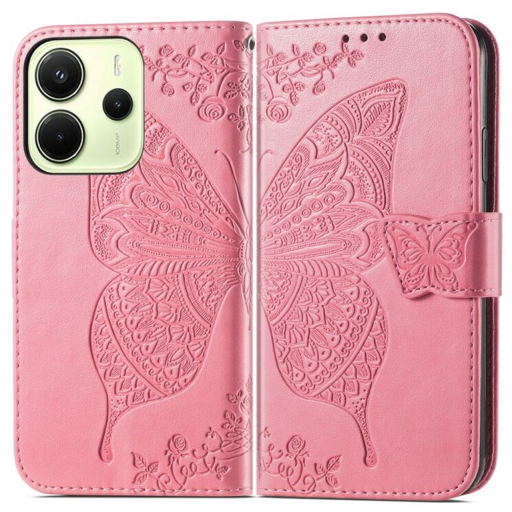 Чехол UniCase Butterfly Pattern для Xiaomi Redmi Note 14 4G - Pink: фото 2 из 12
