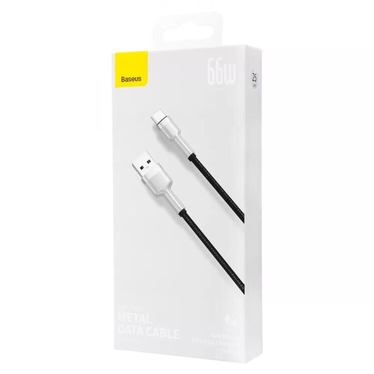 Кабель Baseus Cafule Metal USB to Type-C (66W, 0.25m) CAKF000001 - Black: фото 4 з 18