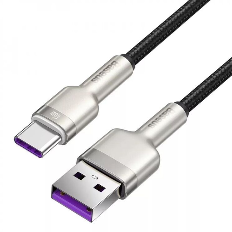 Кабель Baseus Cafule Metal USB to Type-C (66W, 0.25m) CAKF000001 - Black: фото 1 з 18