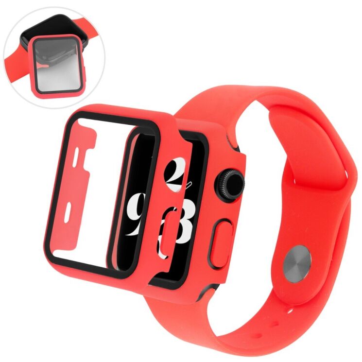 Комплект (чехол и ремешок) Deexe Silicone Set для Apple Watch 45 mm (7 / 8 / 9 Series) - Red: фото 4 из 7