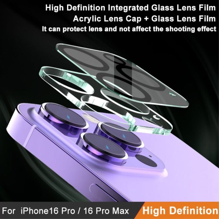 Комплект захисних стекол IMAK Integrated Lens Protector для Apple iPhone 16 Pro / 16 Pro Max: фото 7 из 12