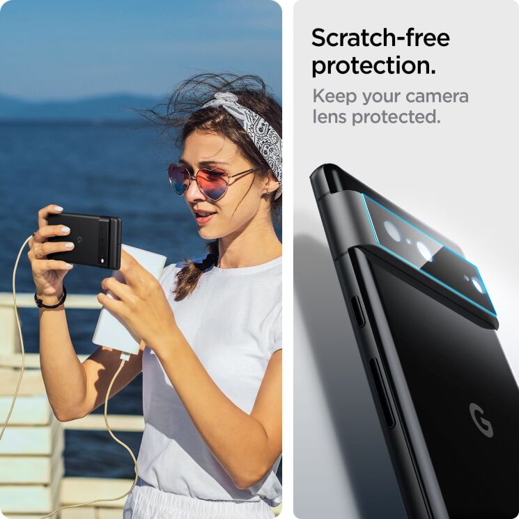 Комплект защитных стекол Spigen (SGP) Optik Lens Protector для Google Pixel 7 - Black: фото 8 из 11