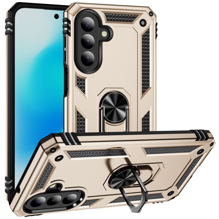 Противоударный чехол с подставкой Deexe Armor Case для Samsung Galaxy A27 (A276) - Gold: фото 1 из 7