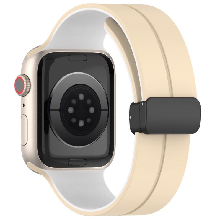 Ремінець Deexe Color Soft Line для Apple Watch 46 / 45 / 44 / SE 44 / 42 (Series 1-3) / Ultra / Ultra 2 / Ultra 3 - Beige / White: фото 1 з 7