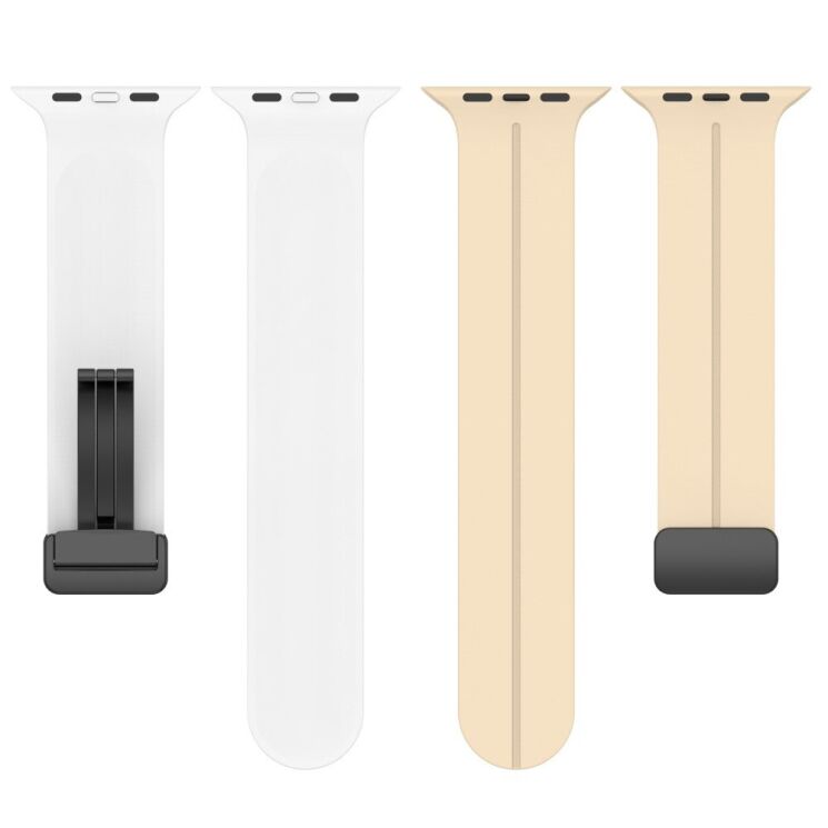 Ремінець Deexe Color Soft Line для Apple Watch 46 / 45 / 44 / SE 44 / 42 (Series 1-3) / Ultra / Ultra 2 / Ultra 3 - Beige / White: фото 4 з 7