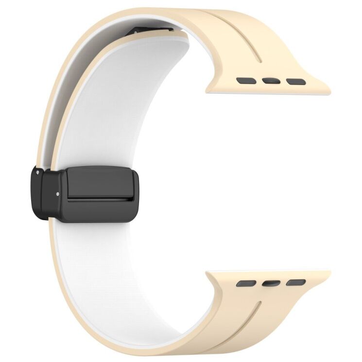 Ремінець Deexe Color Soft Line для Apple Watch 46 / 45 / 44 / SE 44 / 42 (Series 1-3) / Ultra / Ultra 2 / Ultra 3 - Beige / White: фото 3 з 7