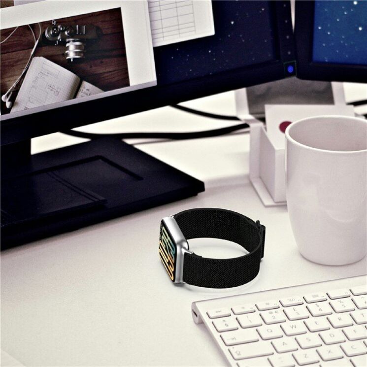 Ремешок Deexe Knitted Strap для Xiaomi Redmi Watch 4 / 5 / Mi Smart Band 8 Pro / Band 9 Pro - Black: фото 7 из 9