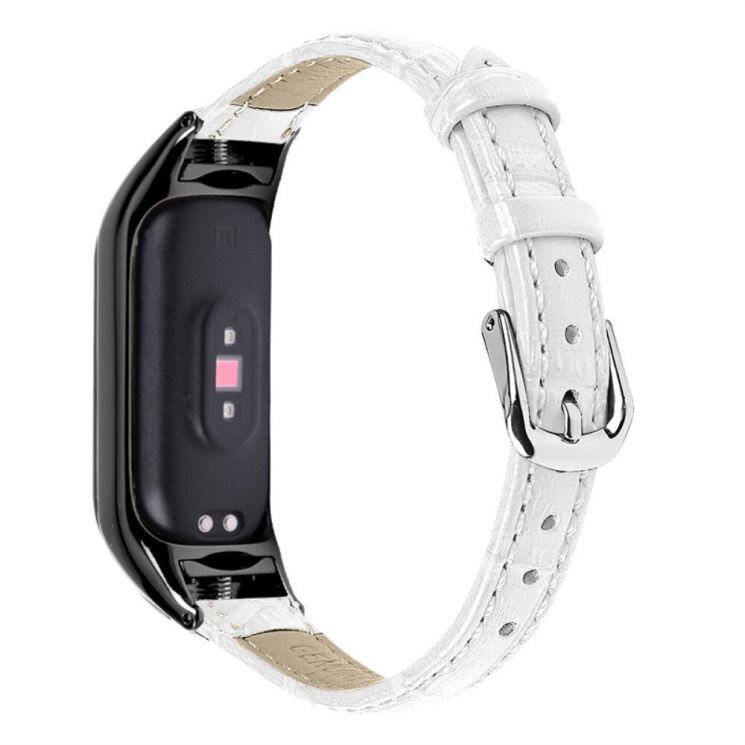 Ремінець Deexe Leather Strap для Xiaomi Mi Band 7 - White: фото 2 з 6