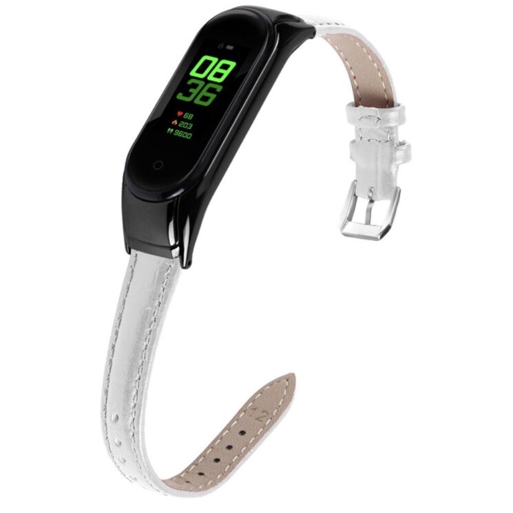 Ремінець Deexe Leather Strap для Xiaomi Mi Band 7 - White: фото 6 з 6