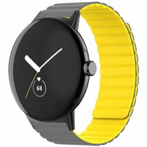 Ремешок Deexe Magnetic Band для Google Pixel Watch / Watch 2 - Grey / Yellow: фото 1 из 3