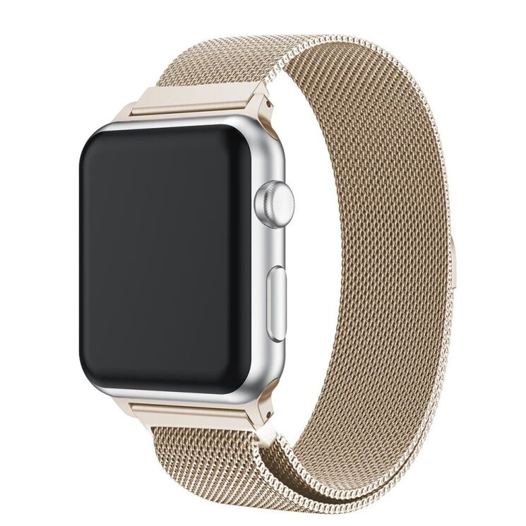Ремінець Deexe Milanese Stainless Steel для Apple Watch 42 (Series 10) / 41 / 40 / SE 40 / 38 - Champagne Silver: фото 1 з 4