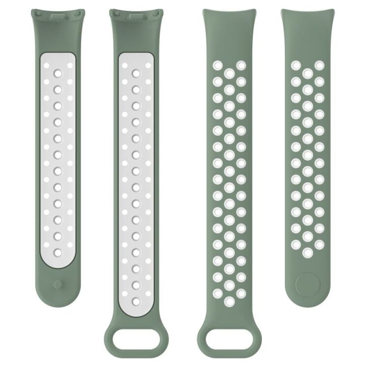 Ремешок Deexe Dual Color для Xiaomi Mi Smart Band 8 / 9 - Light Green / White: фото 5 из 7