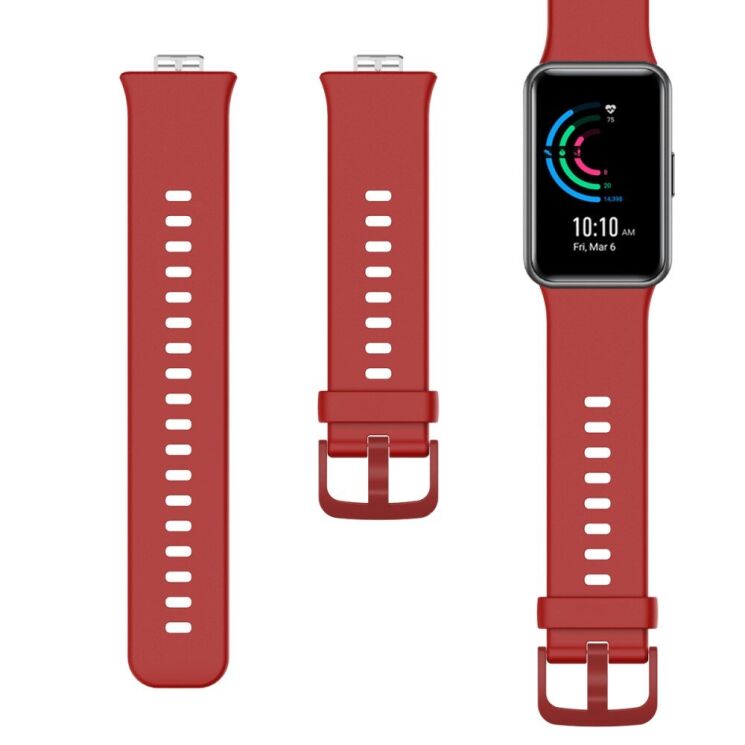 Ремешок Deexe Soft Silicone для Huawei Watch Fit - Wine Red: фото 2 из 2