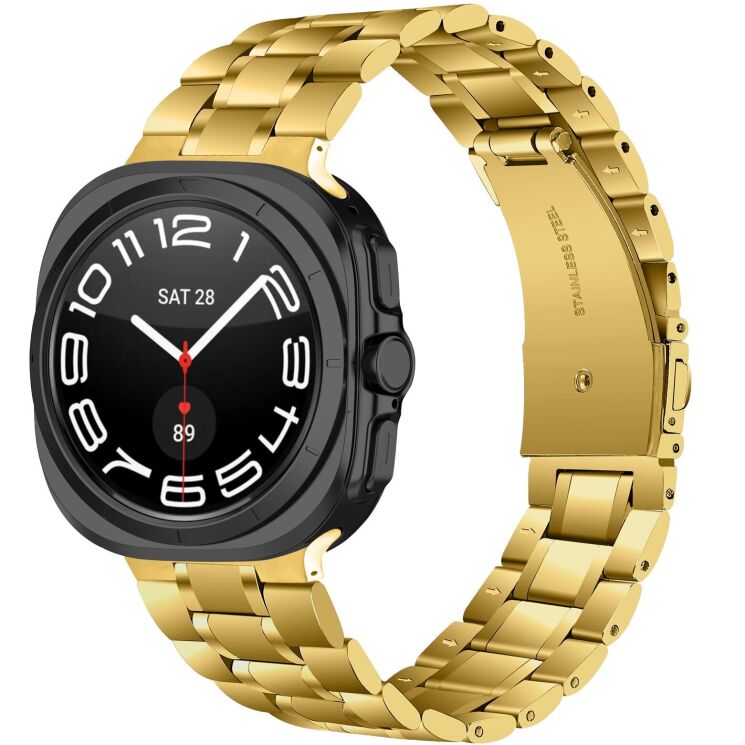 Ремешок Deexe Stainless Steel Strap для Samsung Galaxy Watch Ultra (2025) - Gold: фото 2 из 6