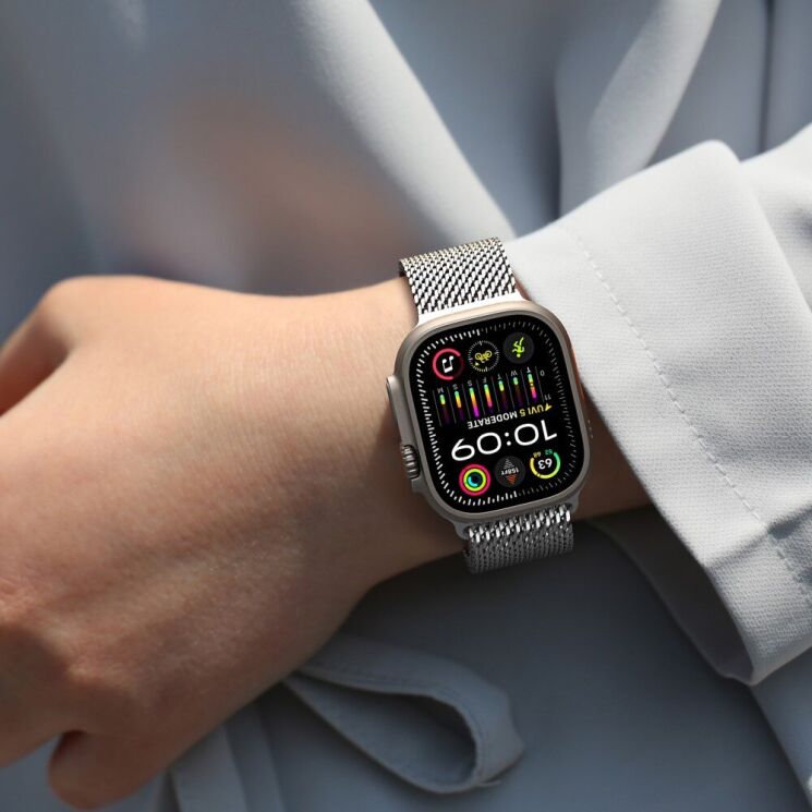 Ремінець DUX DUCIS Milanese Air Series для Apple Watch 46 / 45 / 44 / SE 44 / 42 (Series 1-3) / Ultra / Ultra 2 - Black: фото 7 з 12