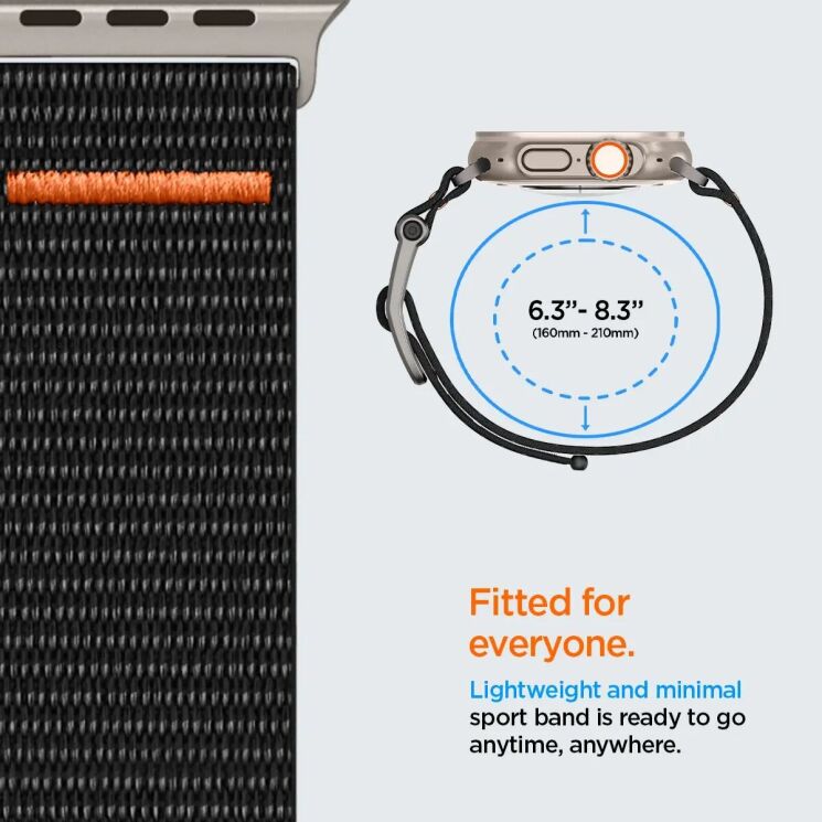 Ремешок Spigen (SGP) DuraPro Flex Ultra для Apple Watch 46 / 45 / 44 / SE 44 / 42 (Series 1-3) / Ultra / Ultra 2 - Black: фото 13 из 17