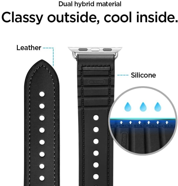 Ремешок Spigen (SGP) Retro Fit для Apple Watch 46 / 45 / 44 / SE 44 / 42 (Series 1-3) / Ultra / Ultra 2 - Black: фото 9 из 12