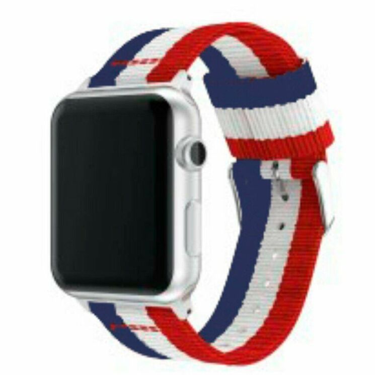 Ремешок UniCase Nylon для Apple Watch 46 / 45 / 44 / SE 44 / 42 (Series 1-3) / Ultra / Ultra 2 - Dark Blue / White / Red: фото 1 из 3