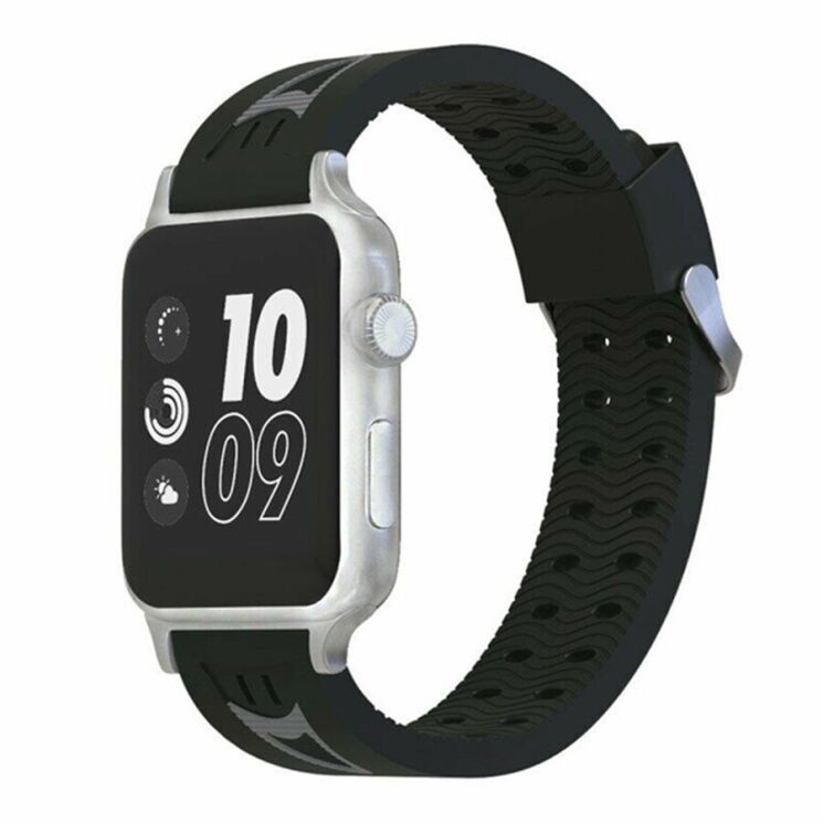 Ремінець UniCase Sport Style для Apple Watch 46 / 45 / 44 / SE 44 / 42 (Series 1-3) / Ultra / Ultra 2 / Ultra 3 - Black: фото 1 з 5