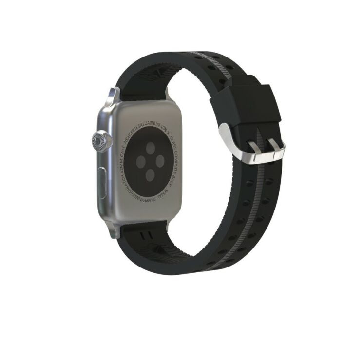 Ремінець UniCase Sport Style для Apple Watch 46 / 45 / 44 / SE 44 / 42 (Series 1-3) / Ultra / Ultra 2 / Ultra 3 - Black: фото 3 з 5