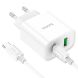 Сетевое зарядное устройство Hoco C80A Plus Rapido PD20W+QC3.0 + кабель Type-C to Type-C - White (346162W). Фото 2 из 13